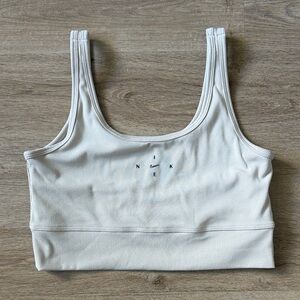 Nike Dri-FIT Ribbed Sports Bra White Athletic Training Size M